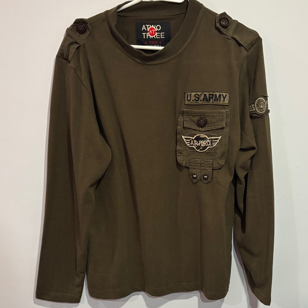 US military army green long sleeve top